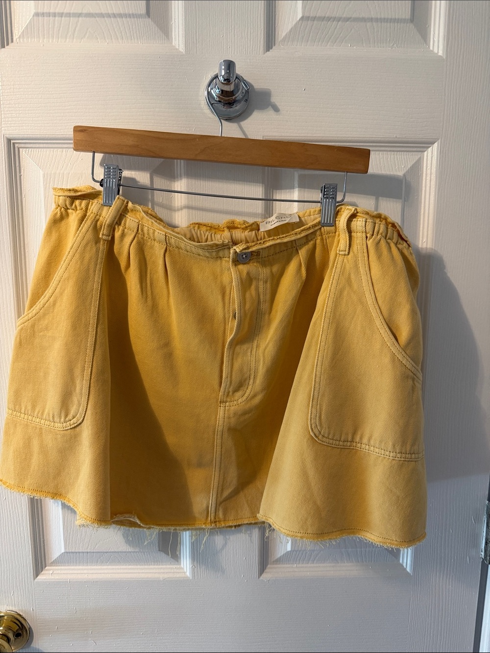Pilcro Yellow Denim Skirt with Front Pockets